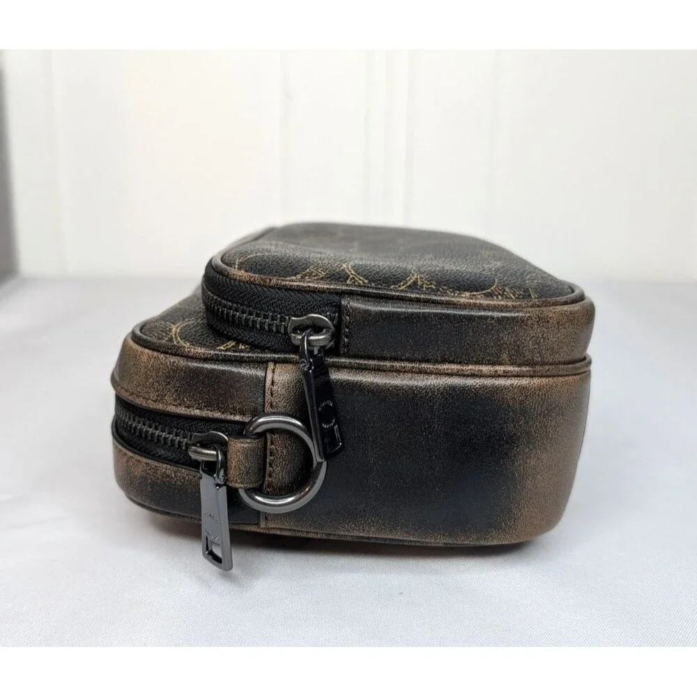 Coach Finlay Unisex Crossbody - Loved Leather/Signature Canvas/Gunmetal, NWT